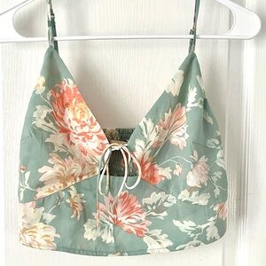 Abercrombie Floral Tie Front Crop Top M